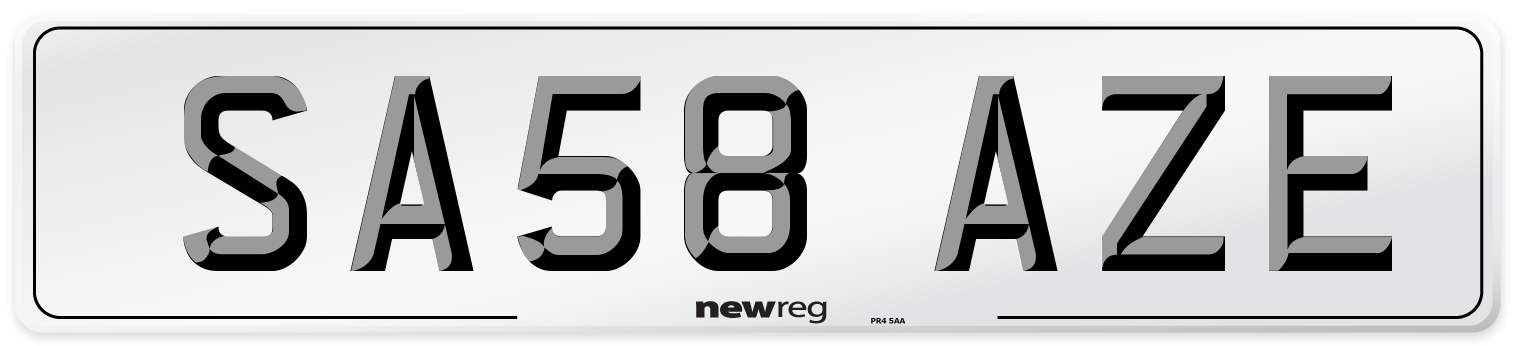 SA58 AZE Number Plate from New Reg